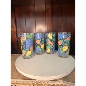 STOTTER Vintage Fruit Tumblers Highball Juice Drinking Glasses Plastic Set Of 4